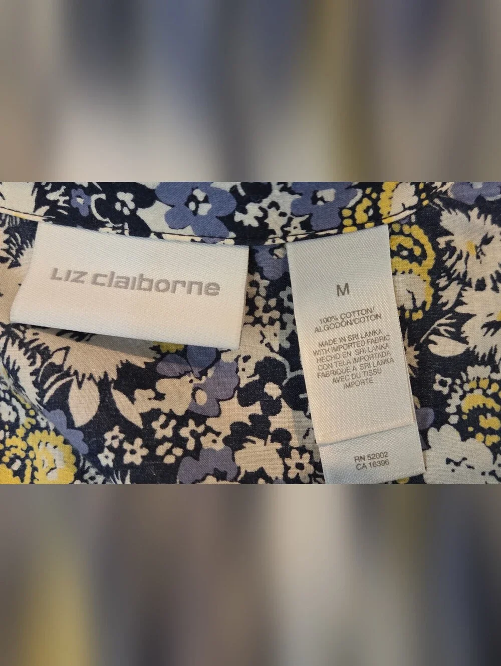 Liz Claiborne long-sleeve floral button-down Cotton Shirt